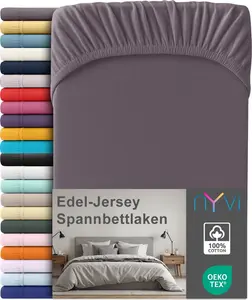 Простыня на резинке из премиального джерси для матрасов глубиной до 25 см - 100% суперчесаный хлопок, 140 г/м², на резинке по всему периметру, цвет: графит, размер: 180-200 х 220 см NYVI
