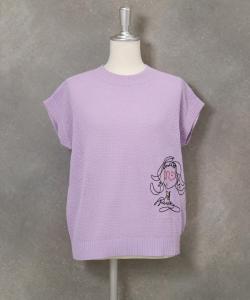 Ажурный вязаный жилет с вышивкой Studio Picone, цвет Light Purple(079)