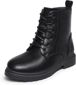 Водонепроницаемые боевые ботинки Athlefit для мальчиков и девочек, на шнуровке с боковой молнией, ботильоны для малышей, детей младшего и старшего возраста, Black