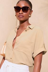 Рубашка с короткими рукавами Lipsy, коричневый