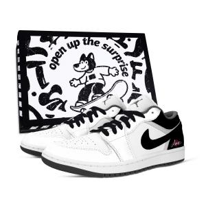 Jordan Air 1 Dark Night устойчивые к истиранию винтажные баскетбольные кроссовки Unisex Black White Red