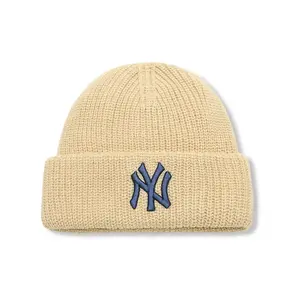 MLB Акриловая унисекс шапка бежево-желтая, Beige Yellow