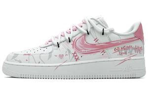 Nike Кроссовки для скейтбординга Air Force 1 Slip Resistant с амортизацией, устойчивые к скольжению и истиранию, низкие, детские, розово-белые, унисекс