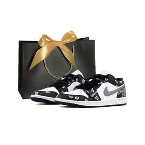 Jordan Кроссовки Air 1 Unisex Black противоскользящие износостойкие низкие винтажные баскетбольные