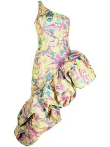 Платье Helena асимметричного кроя с оборками Cult Gaia, желтый