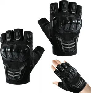 Перчатки без пальцев - Мотоциклетные перчатки - Дышащие мотоциклетные перчатки с подкладкой и нескользящей подошвой для работы, в саду, за рулем, в походах, Motorcycle Mecha-Black