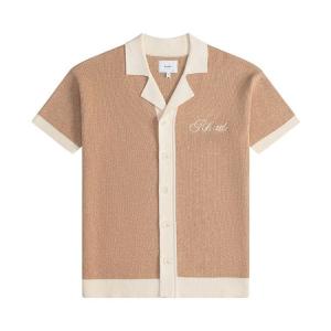 Поло Rhude Contrast Knit Button-Up Polo, Brown