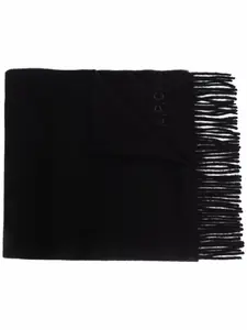 Шерстяной шарф с вышитым логотипом A.P.C., черный