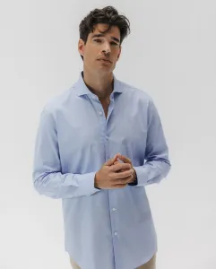 Мужская рубашка из однотонной ткани оксфорд с итальянским воротником El Pulpo, светло-голубой