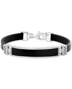 Мужской браслет Effy из лазурита и синей кожи из стерлингового серебра (также из оникса и малахита) Effy Collection, onyx