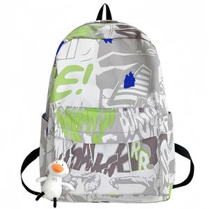 Нейлоновый рюкзак унисекс серый BALANG, серый граффити с утиным кулоном