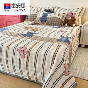 Fuanna Простыня из флиса 180х200 см, двусторонняя, мягкая, без катышков и статики, цвет Wave Bear