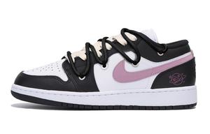 Jordan Износостойкие, нескользящие, винтажные баскетбольные кроссовки Air 1 с низким верхом, мужские, цвет: черный, розовый