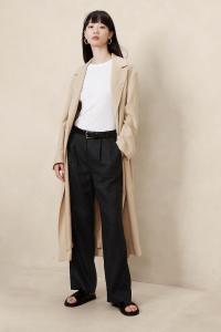 Льняные брюки прямого кроя Banana Republic, черный