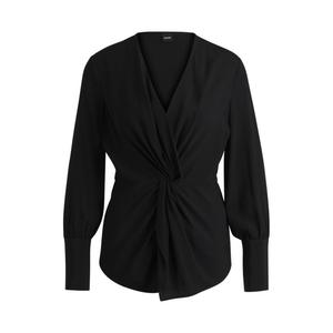 Блузка прямого кроя из шелка с защипом спереди BOSS, черный