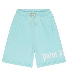 Хлопковые шорты с логотипом Palm Angels Kids, Light Blue White