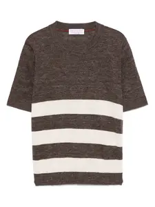 Футболка в полоску Brunello Cucinelli Kids, коричневый