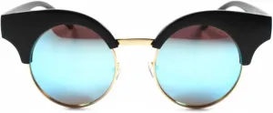 Дизайнерские солнцезащитные очки KISS в стиле «шик знаменитости» с синими зеркальными линзами и черными круглыми линзами, женские, Black