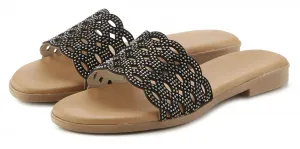 LASCANA мюли, мюли, босоножки, открытые туфли из кожи с небольшими вырезами, черный