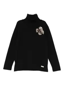 Свитер с цветочными аппликациями LALALU, черный