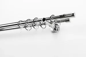 Карниз GARESA "EASY", 2 направляющие, желаемая длина, комплект для штор, выдвижной, торцевая заглушка. вырез М., алюминий, кольца м 65х490 см, Ø 20 мм, цвет chromfarben