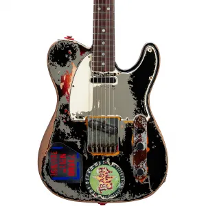 Электрогитара Fender Custom Shop Joe Strummer Telecaster ограниченной серии, индивидуальная сборка от Пола Уоллера, состаренный черный цвет поверх трехцветного солнечного взрыва