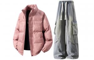 Толстовка Casual Sportswear утепленная с капюшоном унисекс X1617, cherry blossom розовый top+желтый mud pants