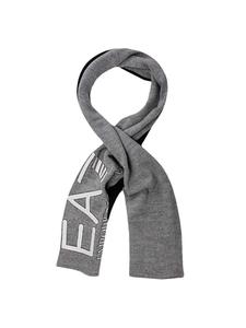 Шарф с оригинальным рельефным логотипом Ea7, серый