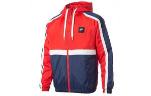 Мужская спортивная ветрозащитная куртка с капюшоном красного цвета Nike, красный