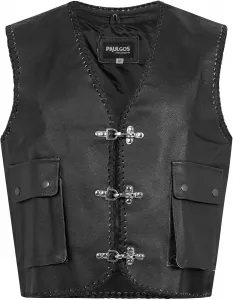 Кожаный жилет Paugos BW5 для байкеров, рокеров и мотоклубов, черный PAULGOS, black