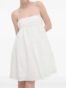 Мини-платье с завязками на бретелях и сборкой Hugo, белый