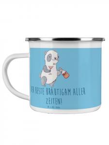 Кофейная кружка Лучший жених с надписью небесно-голубого цвета Mr. & Mrs. Panda