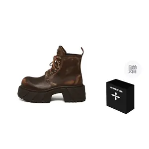 SMFK Короткие женские мартинсы коричневые Wild Horse Brown ручной работы полированные подарок, цвет Wild Horse Brown Handcrafted Polished-Gift