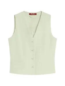 Жилет на пуговицах с V-образным вырезом Max Mara, зеленый
