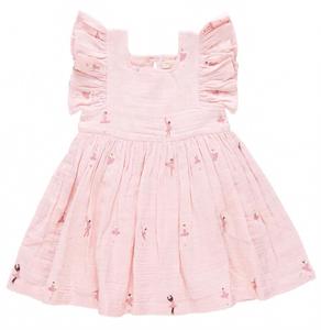 Pink Chicken Вышитое платье балерины для девочек, розовое