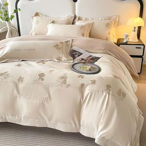 LUOLAI HOME Комплект постельного белья, 1,5 м, 4 предмета, пододеяльник 200×230 см, шампань, подарочная упаковка