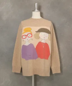 Вязаный свитер с крупным рисунком, 100% шерсть Studio Picone, цвет Beige(119)