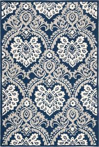 Ковер SAFAVIEH, 61 x 92 см, Blossom Collection, Navy & Ivory, ручная работа из шерсти, идеально для помещений с высокой проходимостью: прихожая, гостиная, спальня (BLM106B)