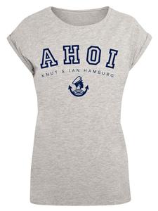 Женская футболка PLUS SIZE Ahoi Knut & Jan Hamburg в цвете серый меланж F4NT4STIC