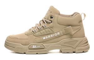 Warrior Антискользящие и износостойкие дышащие балансовые высокие мартинсы мужские, черные (белая флисовая термоподкладка)