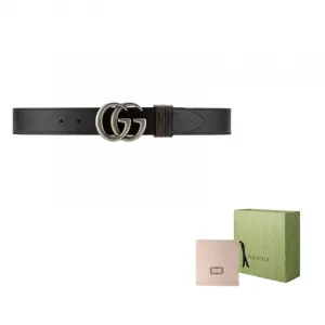 Ремень кожаный Gucci Unisex, черный / коричневый