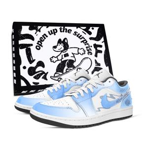 Jordan Кроссовки Air 1 Rhythm Ribbon Unisex Blue White устойчивые к истиранию низкие винтажные баскетбольные