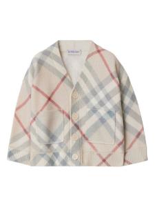 Burberry Kids шерстяной кардиган в клетку, нейтральный цвет