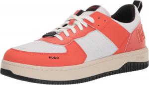 Кроссовки Hugo Mens Chunky из кожи с низким профилем, белый/оранжевый