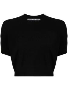Укороченный топ с тисненым логотипом Alexander Wang, черный