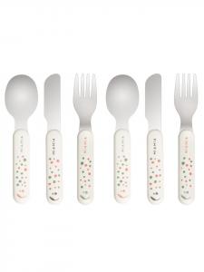 Набор столовых приборов из 6 предметов - горошек - белый в белом, разноцветный MiaMia