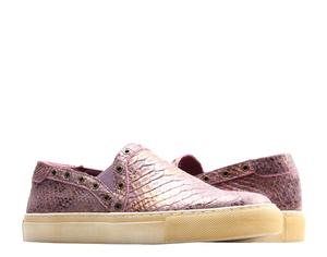 Женские кожаные кроссовки Chocolat Blu Neve с фиолетово-золотым принтом змеи