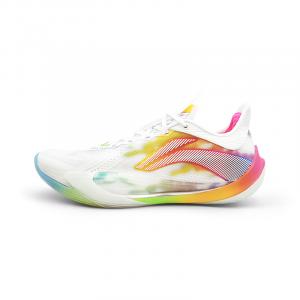 Мужские баскетбольные кроссовки LiNing Sonic 13v2 с износостойким, противоскользящим покрытием, хорошей отдачей и воздухопроницаемостью, низкие, с технологией BOOM., [after the rain, clear sky]standard белый/lemon