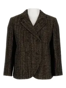 Двубортный твидовый пиджак FENDI, коричневый