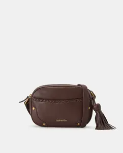 Кожаная сумка-мессенджер с плетением Tintoretto, коричневый